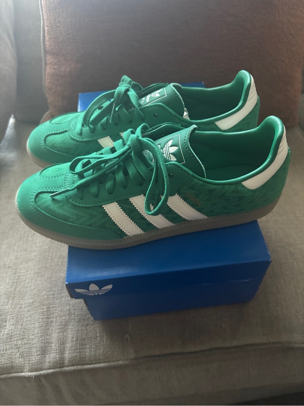 adidas Green Samba Classic Sneakers with White 3-Stripes
